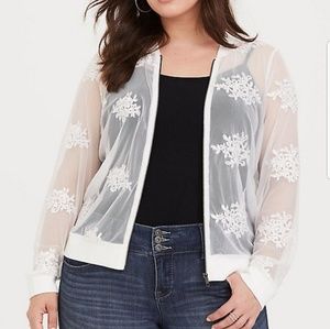 Torrid Embroidered Mesh Bomber Jacket